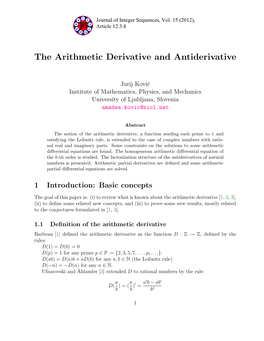 The Arithmetic Derivative and Antiderivative