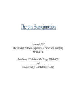 The P-N Homojunction