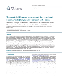 Unexpected Differences in the Population Genetics of Phasmavirids (Bunyavirales) from Subarctic Ponds Matthew J