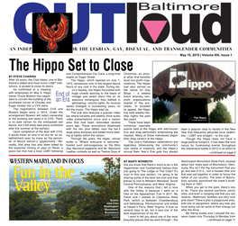 May 15, 2015 | Volume XIII, Issue 1 the Hippo Set to Close and Comprehensive Car Care, a Long-Time Christmas, an Annu- by STEVE CHARING Staple on Eager Street