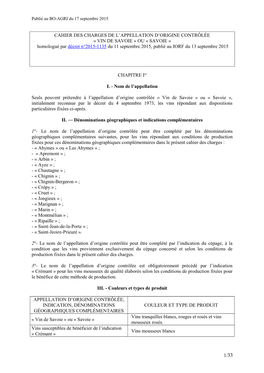 Cahier Des Charges Du Crémant De Savoie