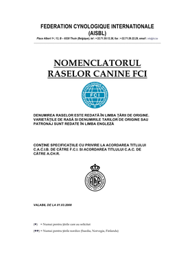 Nomenclatorul Raselor Canine Fci