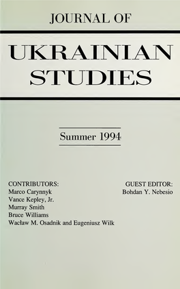 Journal of Ukrainian Studies