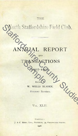 North Staffordshire Field Club, Annual Report and Transactions, 1908, Vol