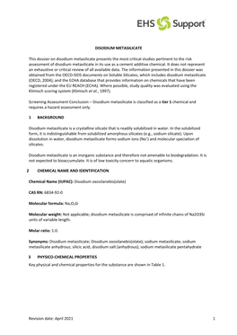 Revision Date: April 2021 1 DISODIUM METASILICATE This