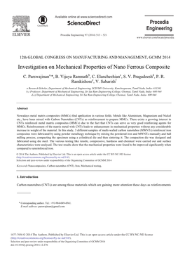 Investigation on Mechanical Properties of Nano Ferrous Composite