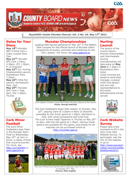 Dates for Your Diary Munster Championships Hurling Launch Cork Minor Football Cork Website Survey