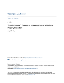 "Straight Stealing": Towards an Indigenous System of Cultural Property Protection