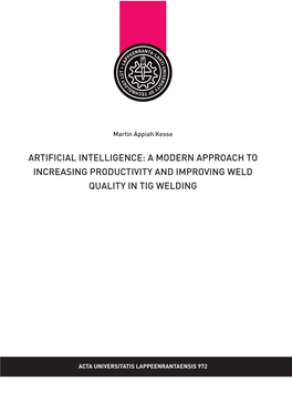 Artificial Intelligence: a Modern Approach to Increasing Productivity and Improving Weld Quality in Tig Welding