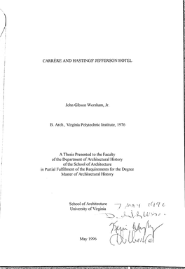 CARRERE and HASTINGS' JEFFERSON HOTEL John Gibson