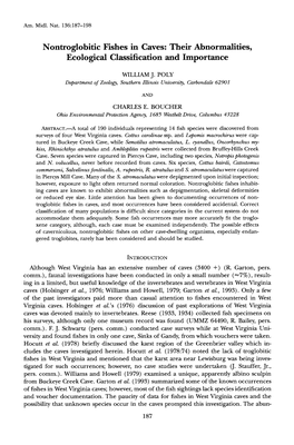 Nontroglobitic Fishes in Caves: Their Abnormalities, Ecological Classification and Importance