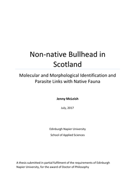 Non-Native Bullhead in Scotland Molecular and Morphological Identification and Parasite Links with Native Fauna