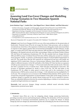 Assessing Land Use-Cover Changes and Modelling Change Scenarios in Two Mountain Spanish National Parks