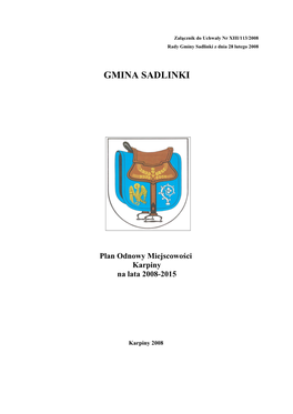 GMINA SADLINKI Plan Odnowy Miejscowości Karpiny Na Lata 2008