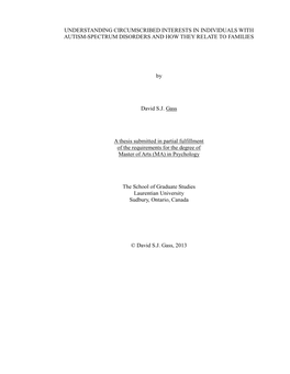 Understanding Circumscribed Interests in Individuals with Autism-Spectrum Disorders and How They Relate to Families