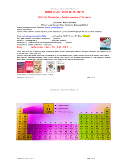 Metals S in Life Chem 22 211A (20