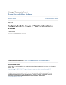 You Spoony Bard!: an Analysis of Video Game Localization Practices