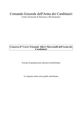 Comando Generale Dell'arma Dei Carabinieri Centro Nazionale Di Selezione E Reclutamento