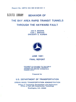 The Bay Area Rapid Transit Tunnels Through the Hayward Fault