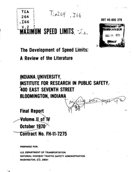 7Ihhd'u~SPEED LIMITS I 7.,, I Il the Development of Speed Limits: a Review of the Literature