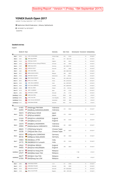 Seeding Report