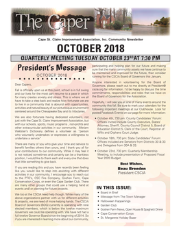 October 2018 Board in Brief, Continued from Page 2