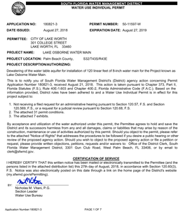 (District) Agency Action Concerning Permit Application Number 180821-3, Received August 21, 2018