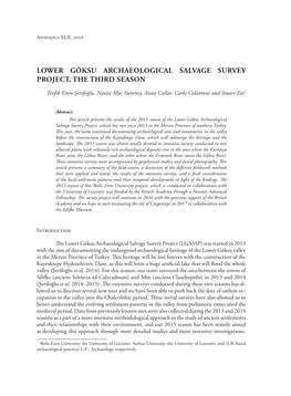 Lower Göksu Archaeological Salvage Survey Project, the Third Season