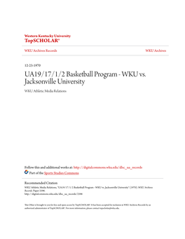 UA19/17/1/2 Basketball Program - WKU Vs