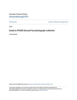 Guide to PH058 Samuel Fant Photograph Collection