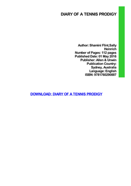 Ebook Download Diary of a Tennis Prodigy