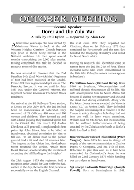 Dover and the Zulu War a Talk by Phil Eyden — Reported by Alan Lee