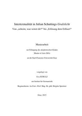 Intertextualität in Julian Schuttings Gralslicht
