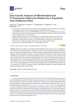 Joint Genetic Analyses of Mitochondrial and Y-Chromosome Molecular Markers for a Population from Northwest China