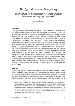 Der Typus Als Ideal Der Formgebung Der Typus Als Ideal Der Formgebung Zur Entstehung Der Professionellen Produktgestaltung Von Industriellen Konsumgütern (1914–1933)*