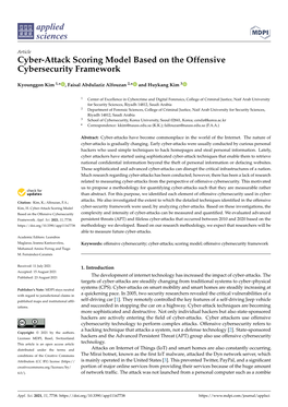 Cyber-Attack Scoring Model Based on the Offensive Cybersecurity Framework