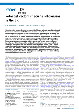 Potential Vectors of Equine Arboviruses in the UK