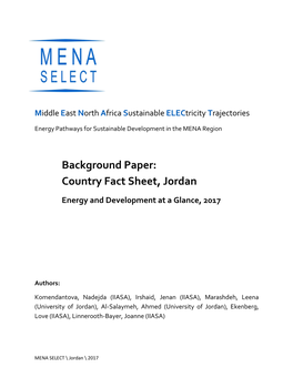 Country Fact Sheet, Jordan