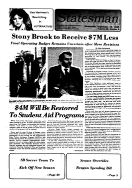 Stony Brook to Receive $7M Less