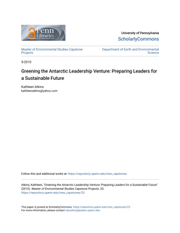 Greening the Antarctic Leadership Venture: Preparing Leaders for a Sustainable Future