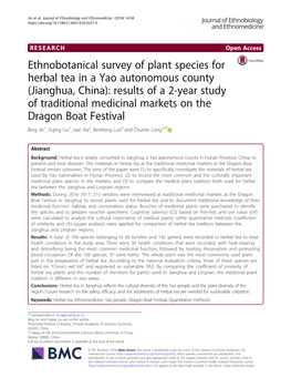 Ethnobotanical Survey of Plant Species for Herbal Tea in a Yao