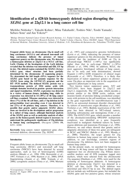 Identification of a 428-Kb Homozygously Deleted Region