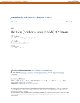 The Ticks (Arachnida: Acari: Ixodida) of Arkansas