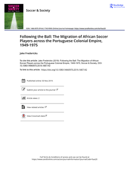 Following the Ball: the Migration of African Soccer Players Across the Portuguese Colonial Empire, 1949-1975