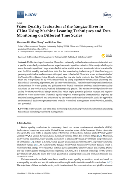Water Quality Evaluation of the Yangtze River in China Using Machine Learning Techniques and Data Monitoring on Different Time Scales