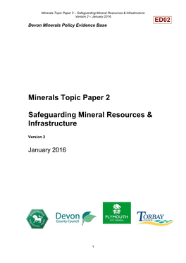 Minerals Topic Paper 2 Safeguarding Mineral Resources & Infrastructure