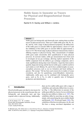 Noble Gases in Seawater As Tracers for Physical and Biogeochemical Ocean Processes