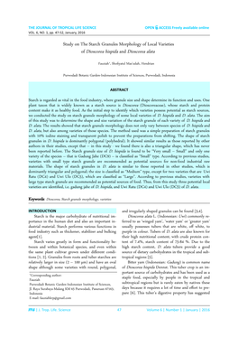 Study on the Starch Granules Morphology of Local Varieties of Dioscorea Hispida and Dioscorea Alata