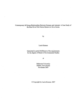 A Case Study of the Bear River First Nation Reserve in Nova Scotia