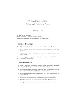 Political Science 3353 States and Politics in Africa